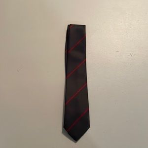 BHP polyester neck tie gray with red stripe